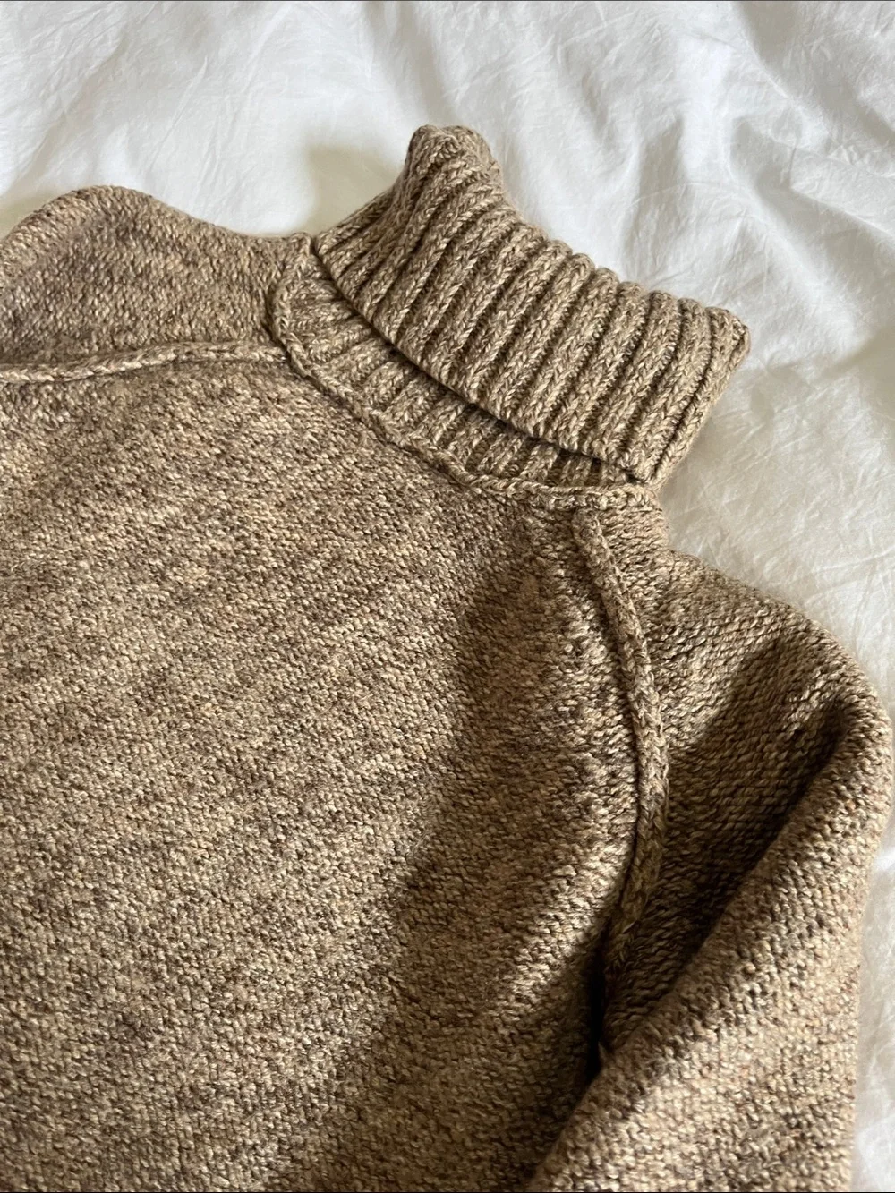 tory burch wool chunky knit beige turtleneck sweater 100% wool autumn layer